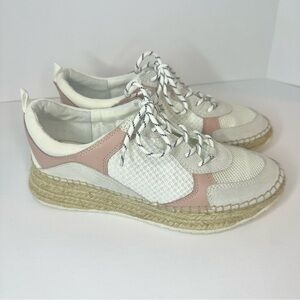 Marc Fisher LTD Janette 3 White Pink Multi Fabric Espadrille Sneakers Size 8.5 M